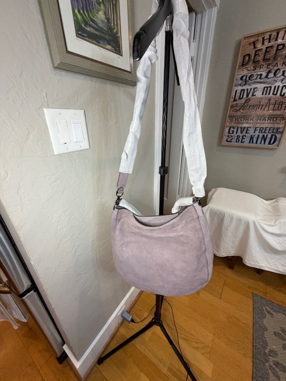 NWT Rebecca Minkoff Convertible Leather Hobo Bag Dusty Lavender Studded